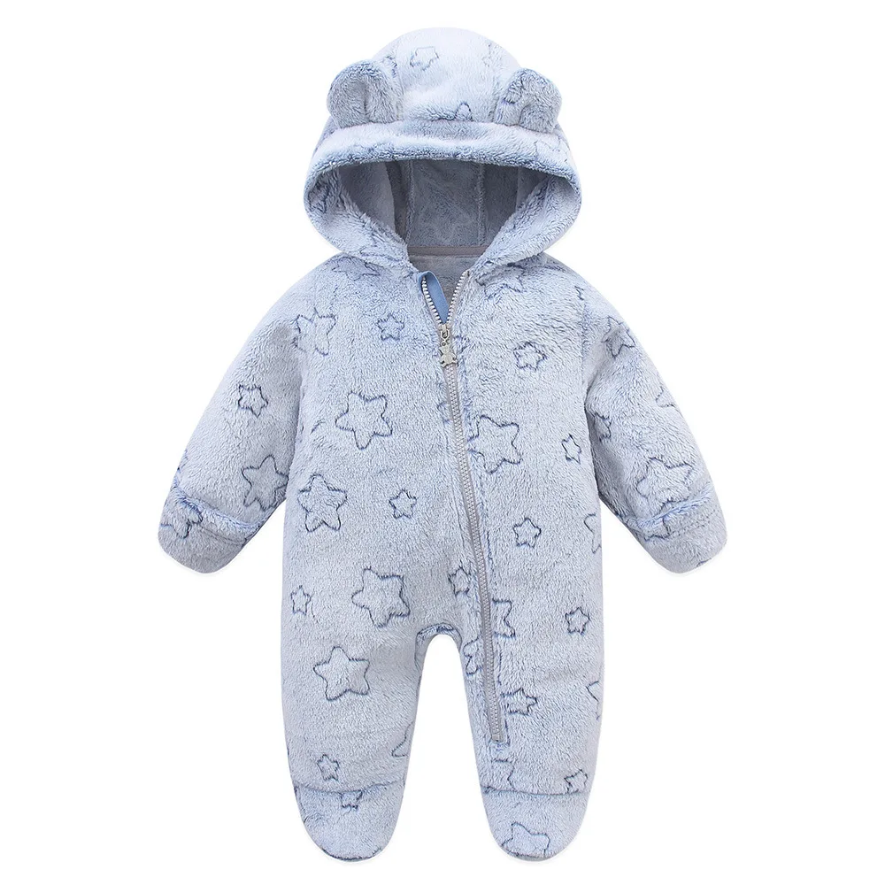 OLEKID 2025 Autumn Winter Newborn Baby overalls Flannel Hooded Kids Baby Girl Rompers 0-1 Years Toddler Boy Jumpsuit Outfits 2