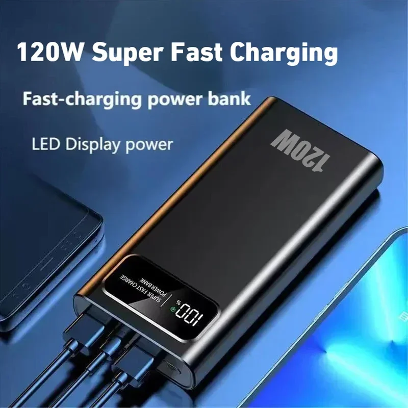 200000mAh Mobile Power Super Fast Charging 120W Large Capacity Digital Display Portable Outdoor Power For Iphone Xiaomi Samsung 5