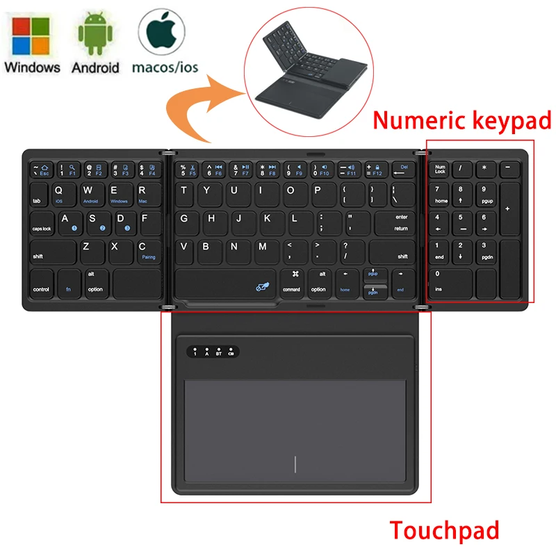 B055/B033 Folding Keyboards with Touchpad Bluetooth Wireless Portable