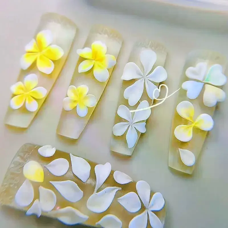 3D Transparent Silicone Flower Nail Art Mold - Hibiscus Five-Petal Blossom Carving Template for Acrylic Nail DIY Decoration Tool