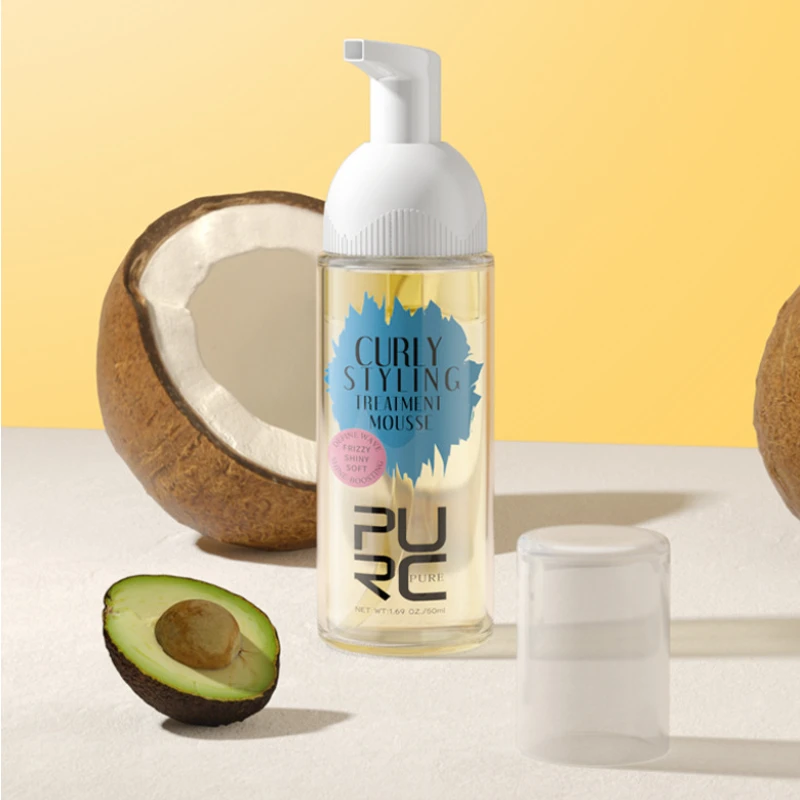 Curly Hair Mousse Care Coconut Oil Smoothing Frizz Enhanced Wavy Shampoo Styling Cream Mousse Foam Dry Damaged Frizz Hair Care