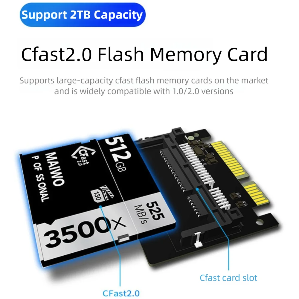 마이워 플래시 메모리 카드 어댑터 CFast to SATA 3.0 어댑터 카드 (CFast 1.0/2.0 스토리지 카드 리더, cfast 컨버터, 6Gbps 지원)