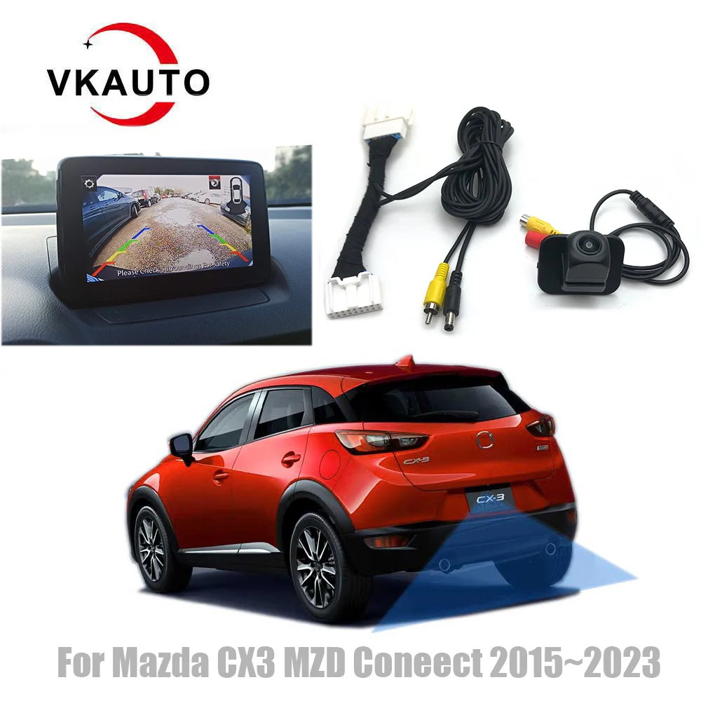 Vkauto For Mazda Cx3 CX-3 2015~2024 C18 pins Adapter Cable For Add Backup Reverse Fish Eye Camera plug & play