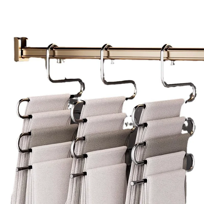 Stainless Steel Multi-layer Pants Rack S-shaped Anti Slip Space Saving