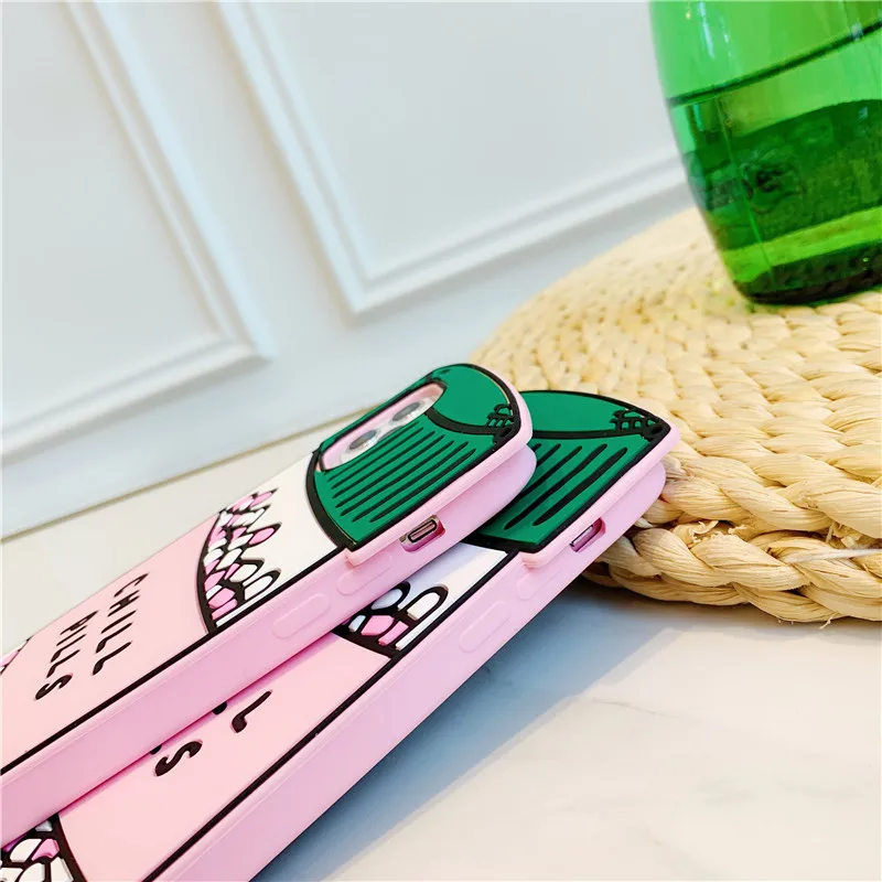 3D Cartoon Chill Pills Phone Case for iPhone 15 14 13 12 11 Pro Max XR XS X 8 7 6 Plus Medicine Bottle Soft Silicone Cover