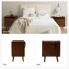 2 Drawer Nightstand with Charging Station, Mid-Century Modern Bedside Tables with Wood Legs, Wood Night Stand 3