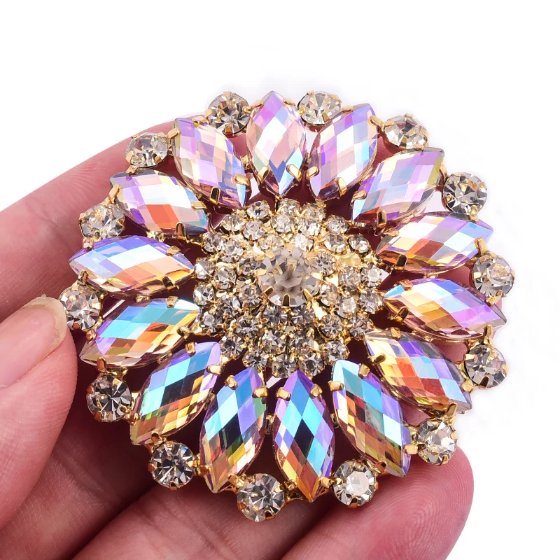 Colorful Glitter Crystal Sewing Rhinestones Applique Gold Silver Bottom Sewing Accessories diy 1pcs 5cmX5cm sew on rhinestones,sewing rhinestones,rhinestone accessories