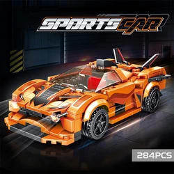 Racing Car Building Blocks Kit - DIY Assembly Brick Toy (Orange)