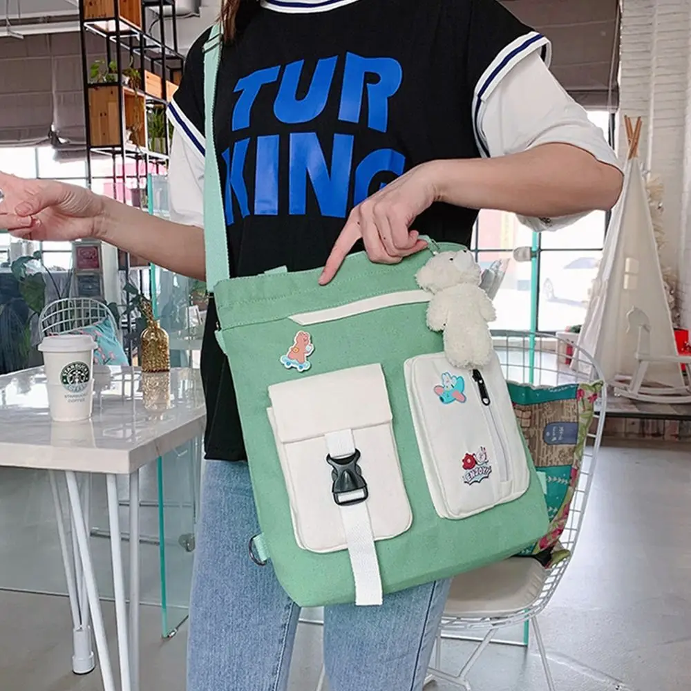 

Duel-use Handbag All-match Purse Contrast Color Canvas Bag Korean Style Canvas Bag Messenger Bag Women Crossbody Bag