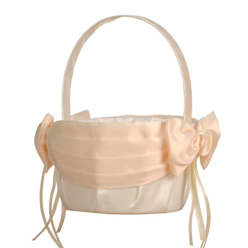

Wedding Flower Girl Baskets Elegant Champagne Small Piece Flower Basket 45BE