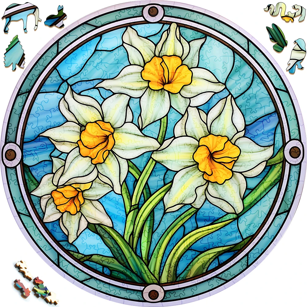 Painted Flowers Wooden Puzzle For Adults Wooden Crafts Colorful And Round Shaped Puzzles Wood Craft Social Games For Family