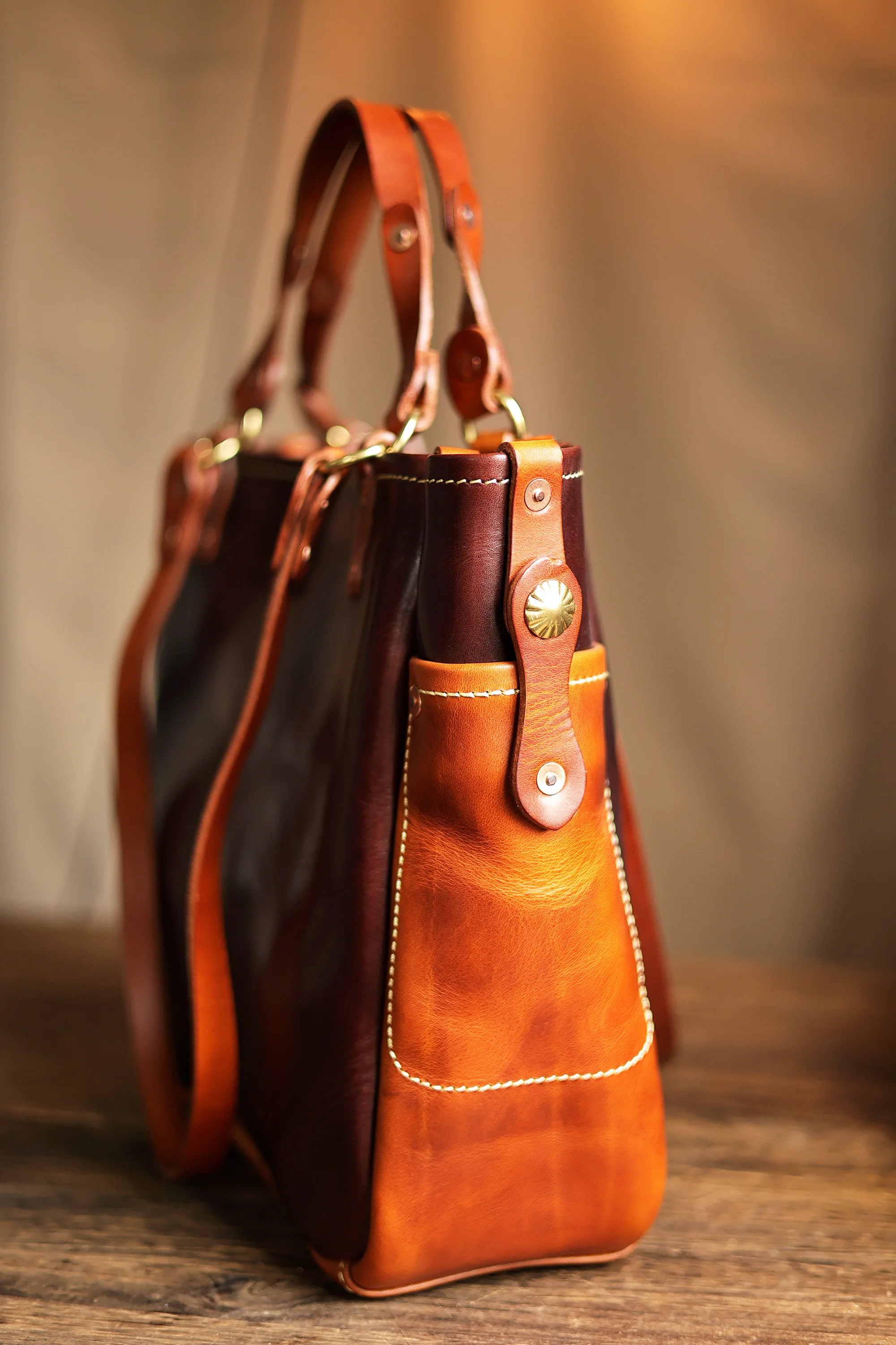 PNDME amerikanische Vintage handgemachte schwere Rindsleder Herren-Einkaufstasche Outdoor-Pendler-Handtasche aus echtem Leder mit großem Fassungsvermögen – Detail 32