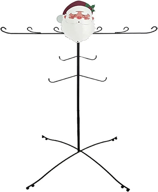 Christmas Stocking Holder Stand Freestanding 60 Tall Black Wrought Iron 6 Hooks