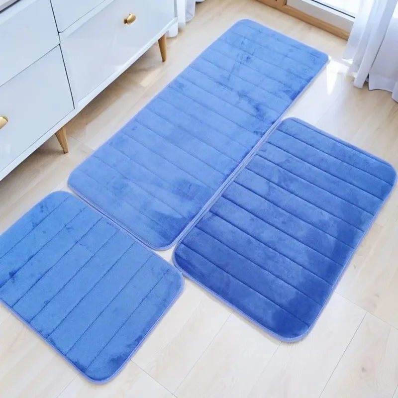 1.5CM Thick Carpet For Bathroom Soft Coral Fleece Absorbent Anti-slip Silica Foot Mat Living Room Bedroom Floor Mat 3 Piece/set
