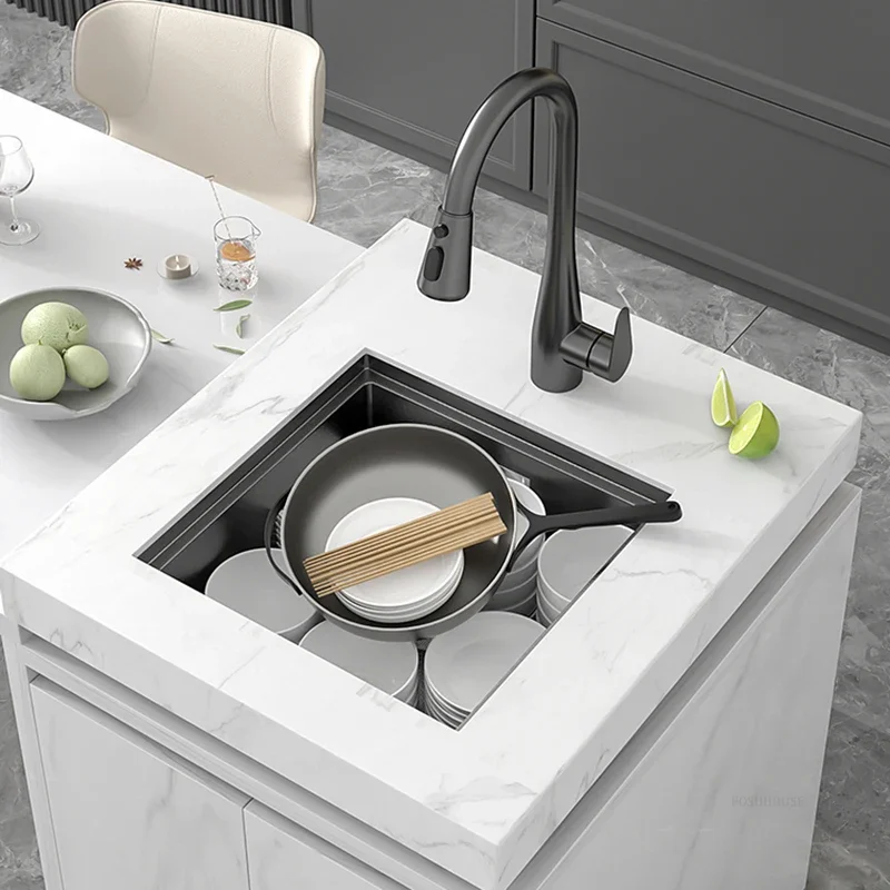 Nordic Honeycomb Embossed Kitchen Sinks Small Bar Invisible Single Slot Cover Home Hidden Island Sink Kitchen Accessories
