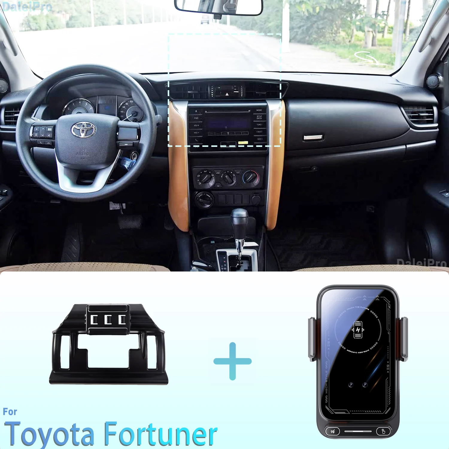 Designed for Toyota Fortuner 2016 2017-2022 Phone Holder Car Magnetic Mount Smart Sensing Wireless Charging One-Touch Release Qi 1