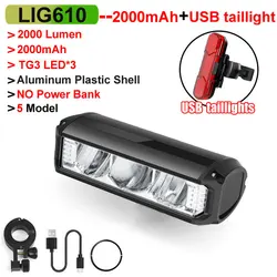 High-Performance Waterproof Bicycle Light with USB Charging and Flashlight Function (2000mAh Set 2)