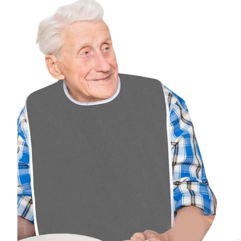 Adult Bibs Reusable Eating Bibs for Elderly Seniors and Disabled Adjustable Terry Clothing Protectors Washable
