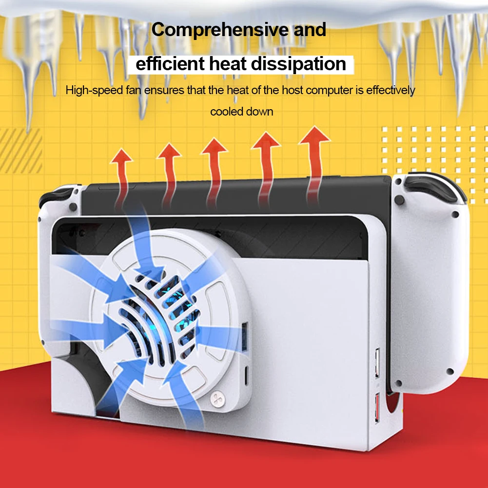 Gaming Cooling Fan Turbo Radiator Game Console Base Cooler Charger Dock with Light for Nintendo Switch OLED Accessories