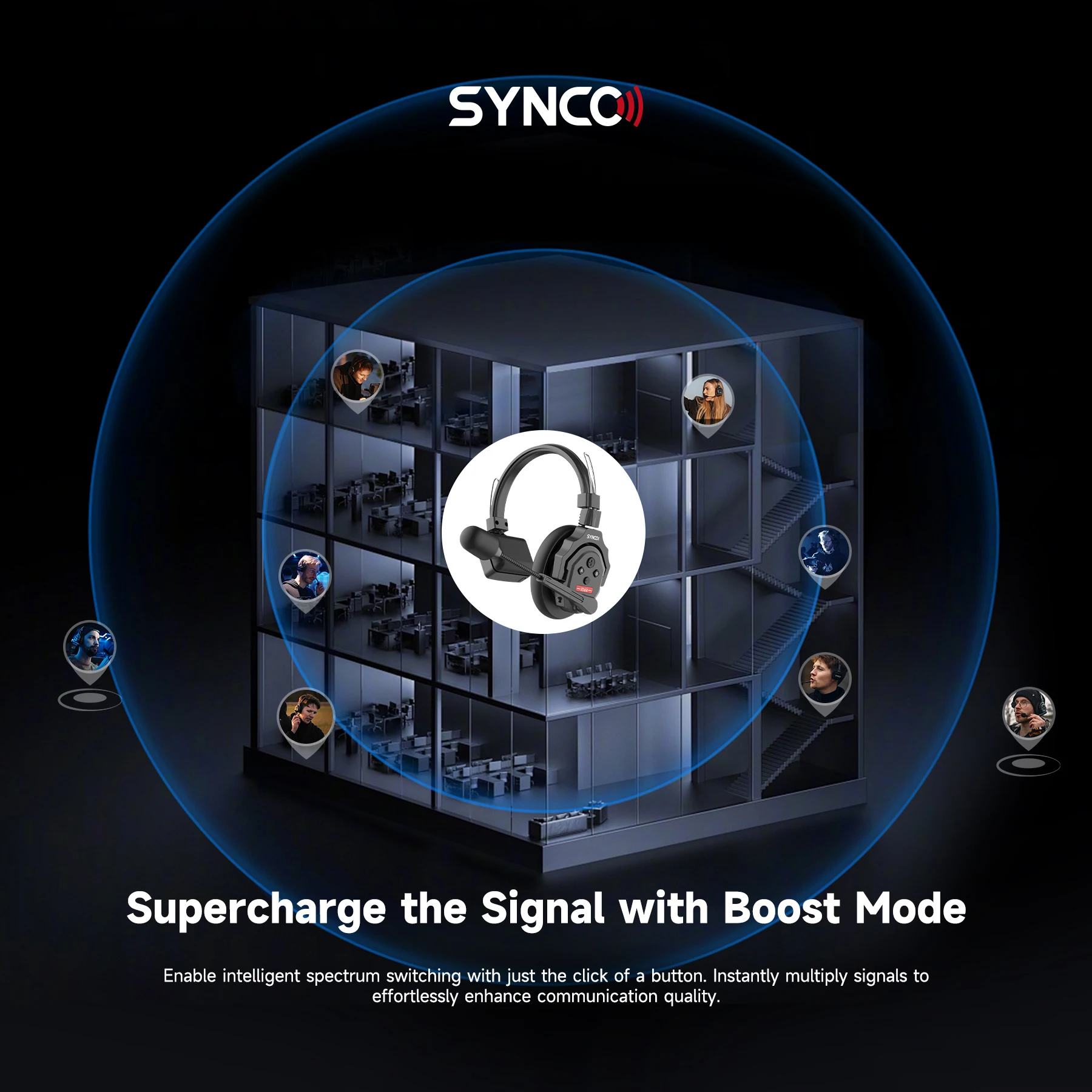 Description Picture 4 of itemSynco Xtalk 2.4G Full-Duplex Single-Ear Remote Headset Wireless Intercom System for Film and Television Shooting Team Studio
