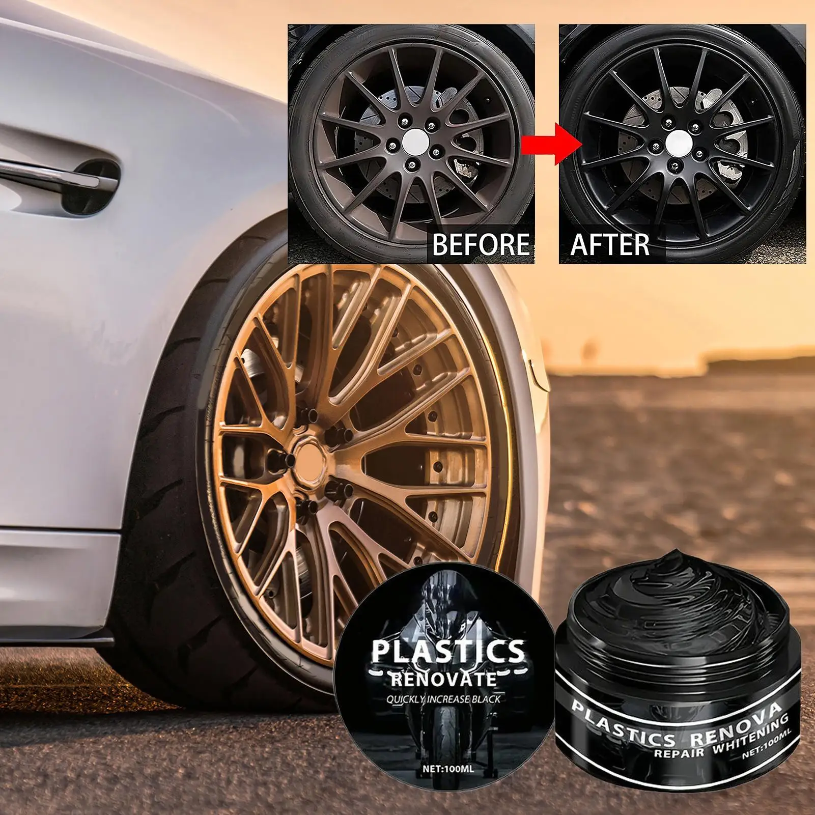 Universal Car Motorcycle Renovation Wax 100ml Car Interior Black Trim Restorer Plastic Rubber Repair Cream Car Renovation Wax