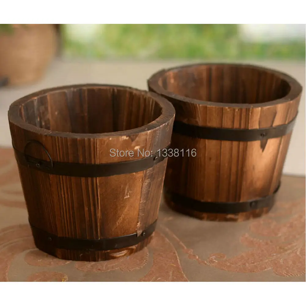 High Quality Flower Vase Wooden Barrel Vase Home Decoration Receiver Flower Set Wooden