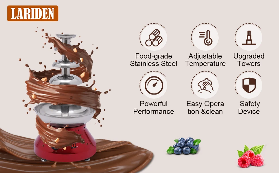 Description Picture 4 of itemChocolate Fountain, 5 Tier Hot Chocolate Fondue Tower, 7 Ibs Large Capacity Stainless Steel Chocolate Melting Heating Machine fo