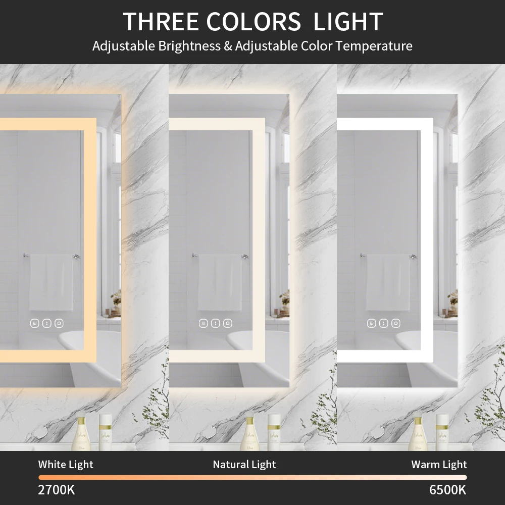 Hot Sale Rectangle Smart Mirror Touch Screen Led Bath Mirror Bathroom For Hotel