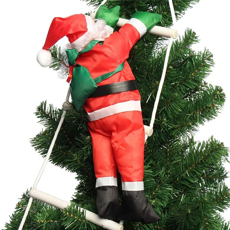 Santa Claus Climbing Ladder Santa Claus Doll Christmas Tree Hanging Ornament Outdoor Indoor Door Wall Decoration