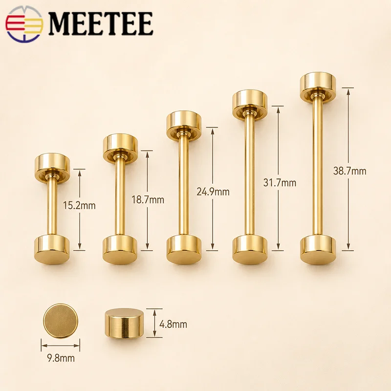 Set of 10 Metal Double Cap Screw Rivets for Leather Crafting and Repair