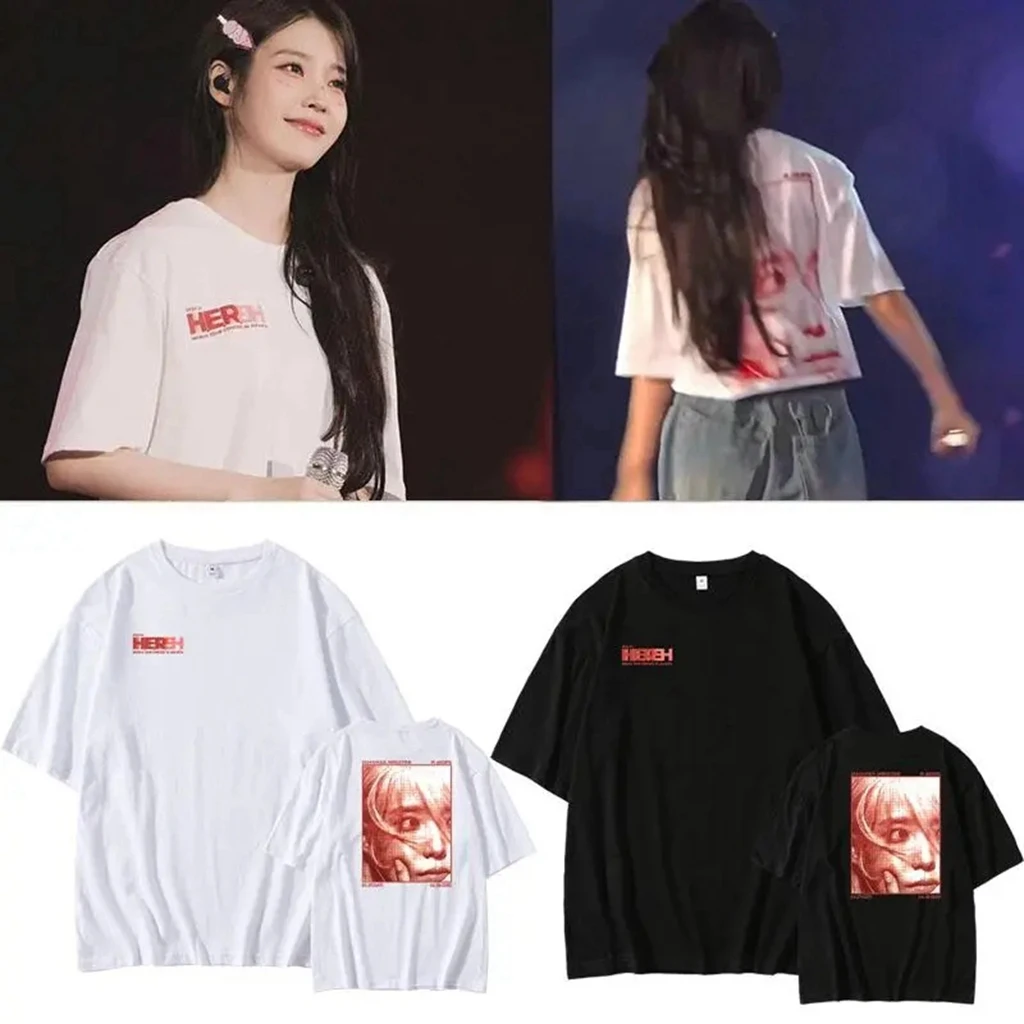 

Хлопковый укороченный топ Kpop iu HER 2024 для мужчин и женщин в стиле Харадзюку с принтом в виде любовного пламени, Повседневная футболка унисекс с круглым вырезом, уличная одежда, Топ