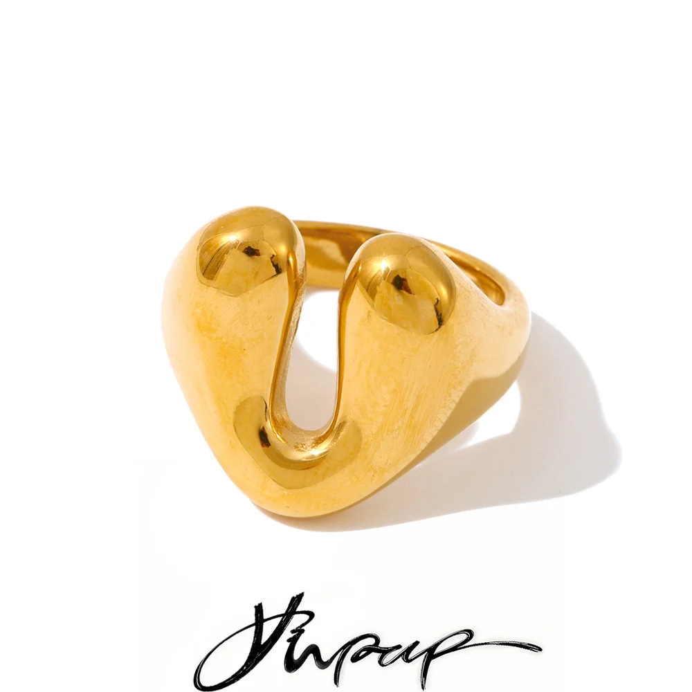 Yhpup U-Shape Casting Ring 18K Golden Plated