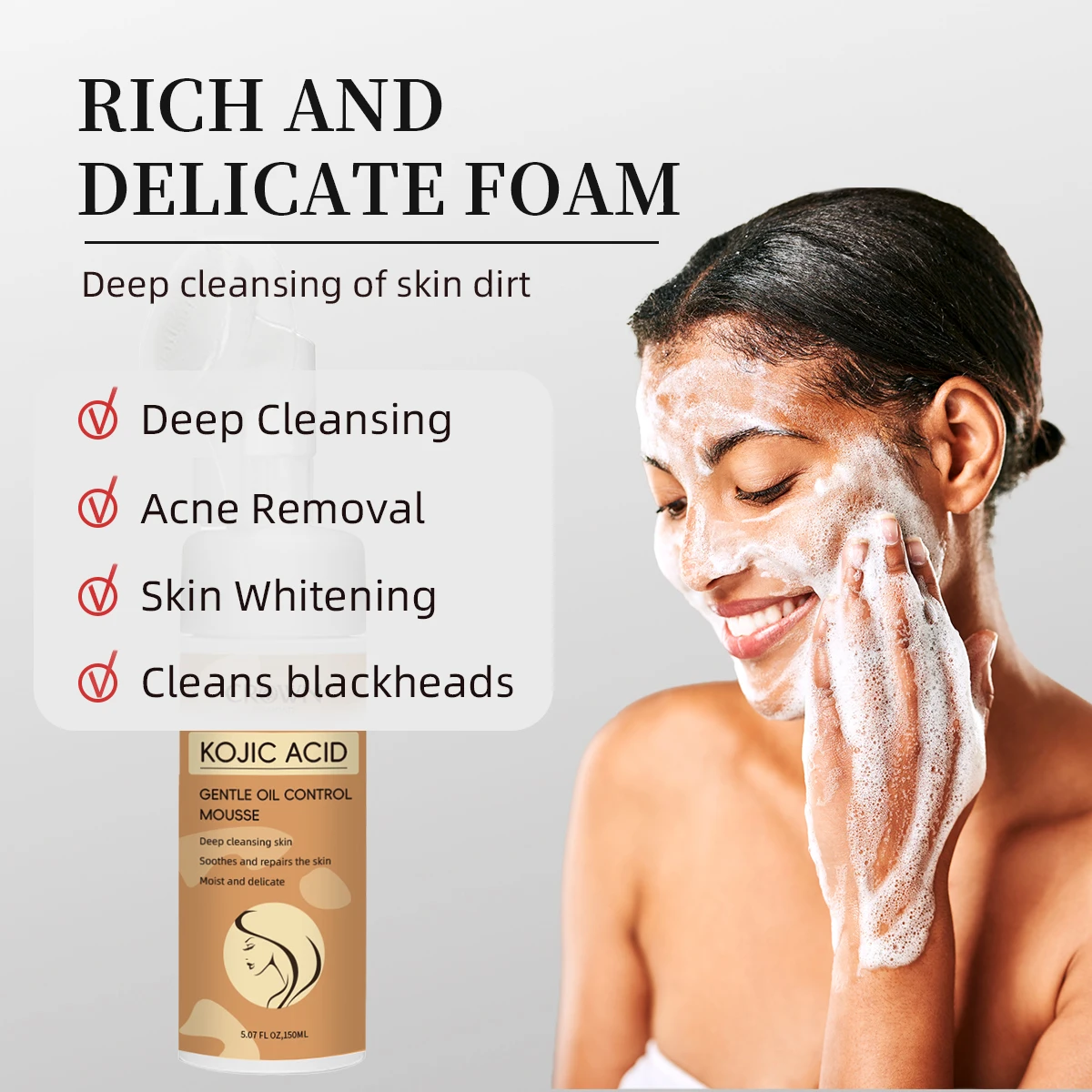 Kojic Acid Whitening Facial Cleanser 100g Moisturizing Oil Control Face Wash for All Skin Types Unisex Adult Use Quick Whitening 5