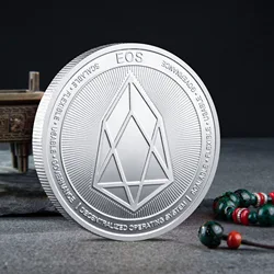 Crypto Currency Coin Collection with Plastic Display Case - Premium Metal Set (EOS Silver)