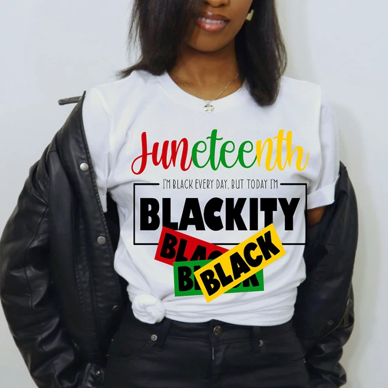 

Juneteenth Blackity Grpahic T Shirts Women Cotton Black Lives Matter T-shirts Harajuku Short Sleeve Human Rights Clothes