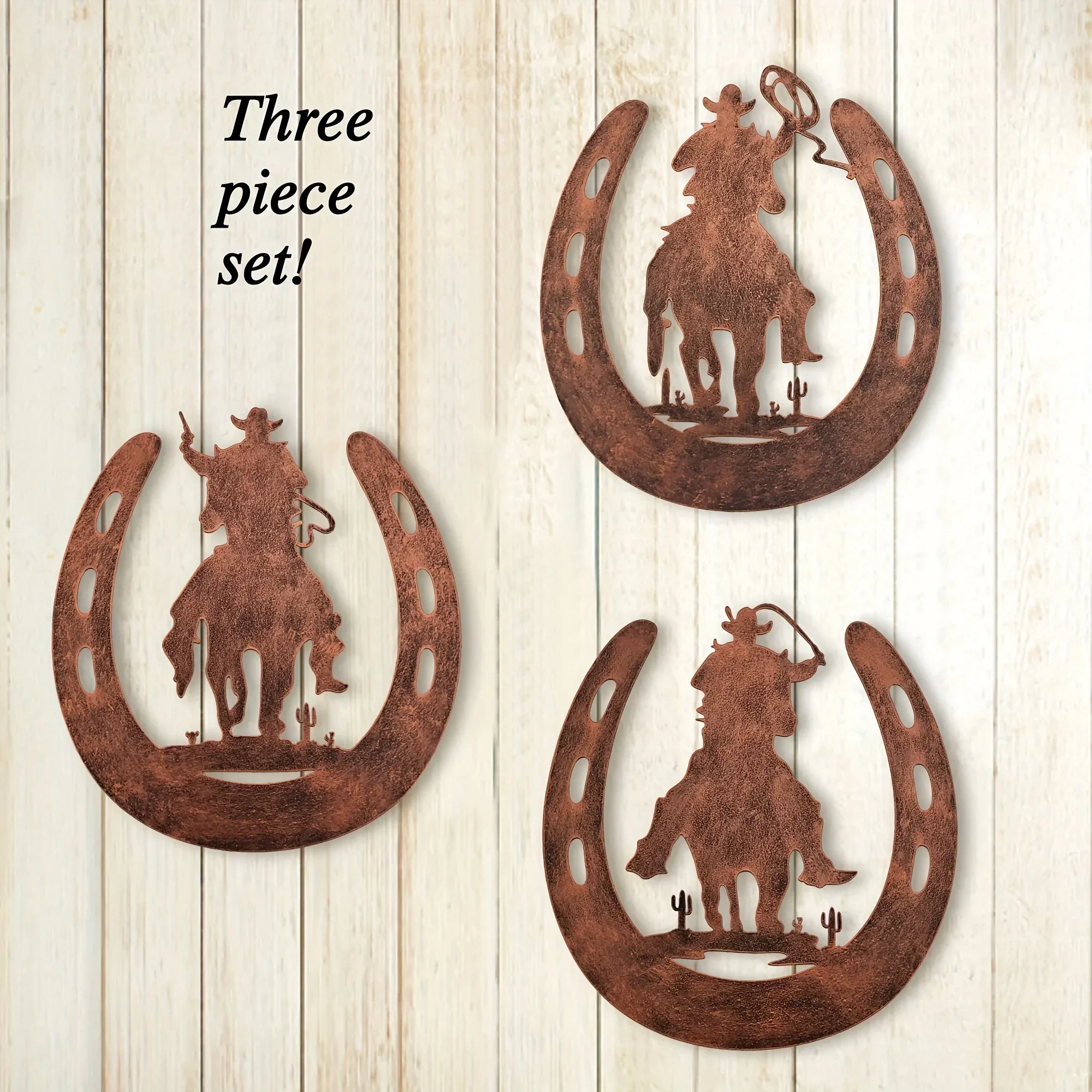 

metal iron Horseshoe Metal home Decoration With Cowboy, Western Rustic Style Horseshoe Decoration Hanging for Bedroom Living Roo