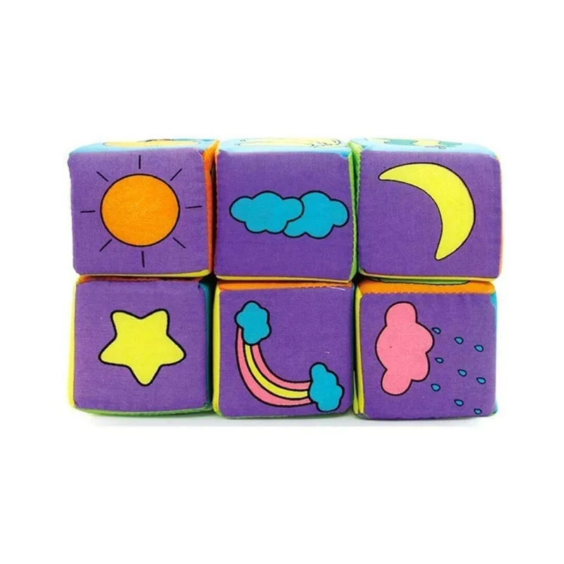 6Pcs/Set Multifunctional Baby Cloth Building Blocks Rattle Soft Cubes Toys Gifts Baby Rattle Blocks Baby Rattle Blocks Toy images - 6