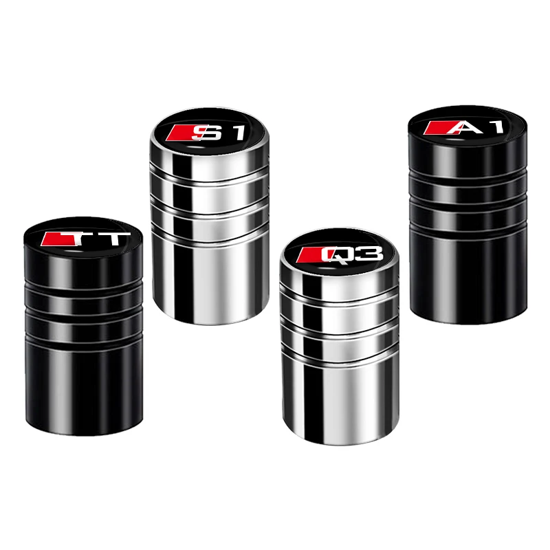4Pcs/Set Metal Car Wheel Tire Valve Caps Decorate Stems Covers For Audi Sline RS A8 A1 A3 A4 A5 A6 A7 Auto styling Accessorie