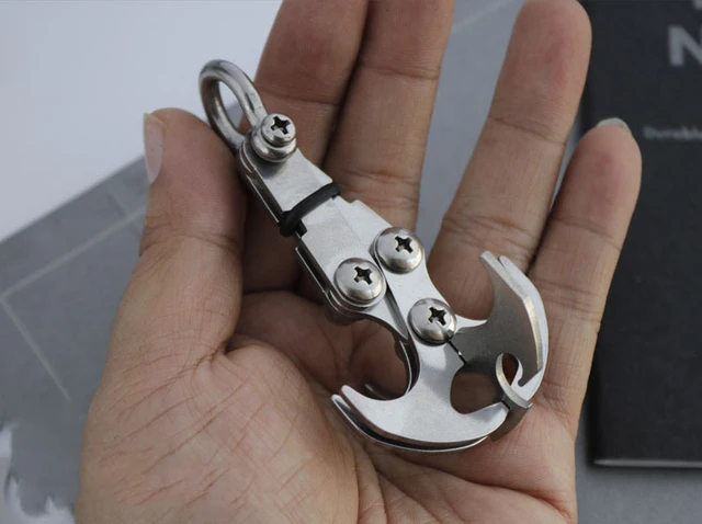 Small Multi-use Keychain EDC Grappling Hook Outdoor Camping Equipment  Stainless Steel Watercress Claw - AliExpress