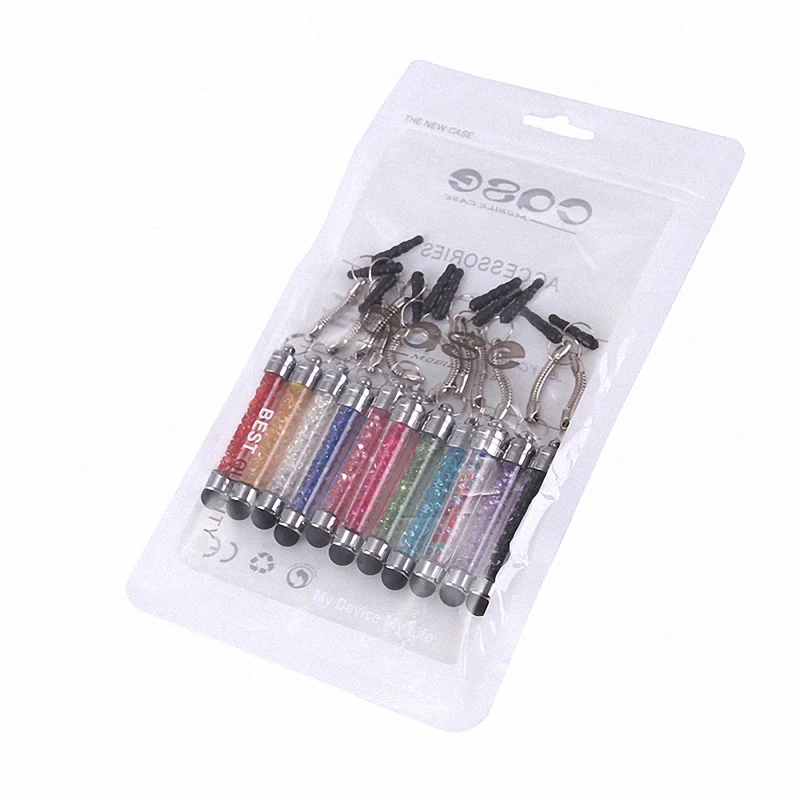 10pcs/Pack Luxury Crystal Universal Touch Screen Pen For Iphone ,Tablet PC ,Laptop Universal Stylus Pen Free Shipping +Zip Bag