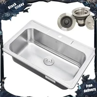 Top-mount/Drop-in Stainless Steel Single Bowl Kitchen Sink with Strainer - 18 Gauge Stainless Steel-1 Faucet Hole 1