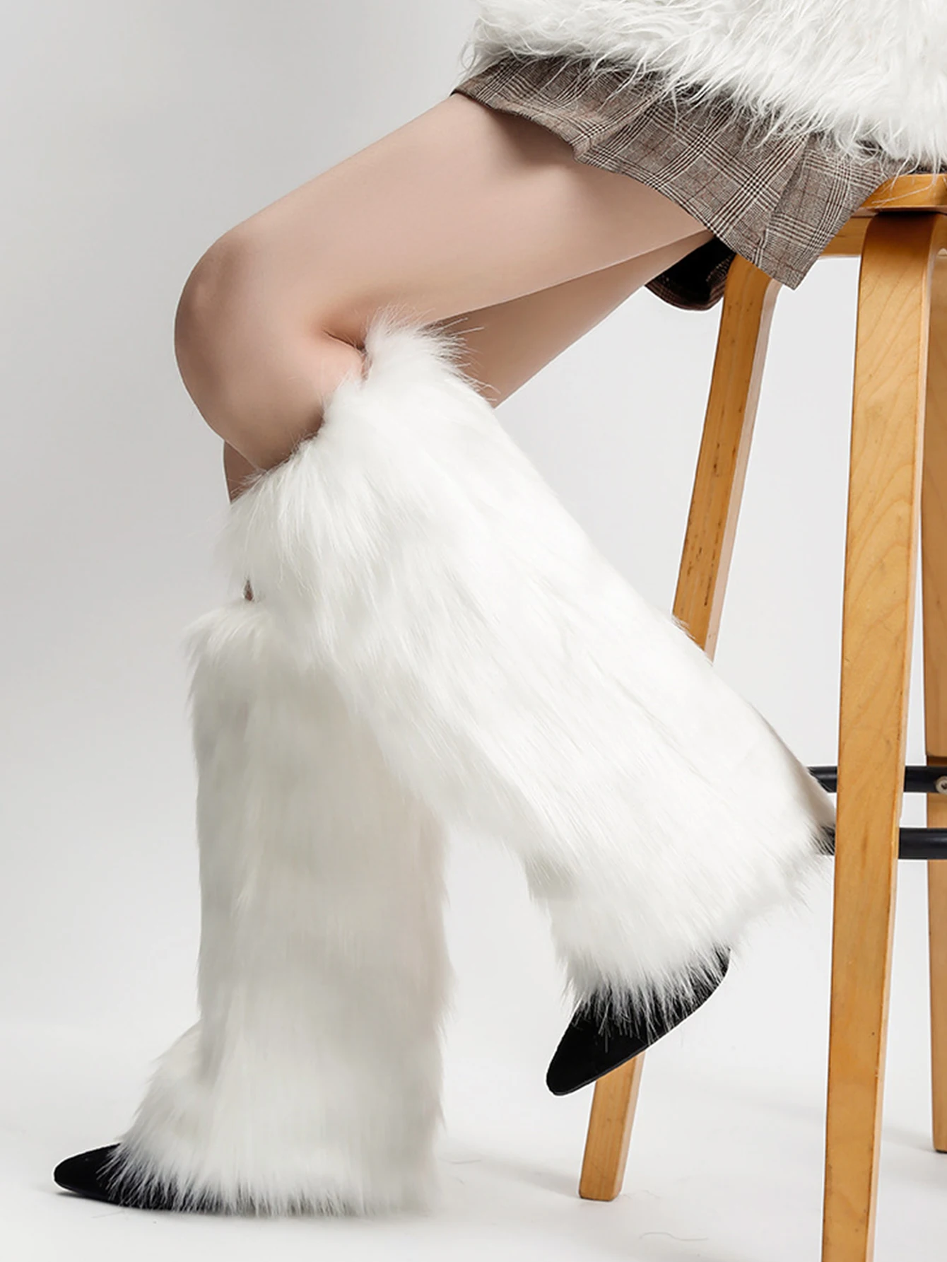 Frauen Winter Oberschenkel Hohe Flauschige Stiefel Damen Pelzigen Faux Fuchs Pelz Lange Warme Schuhe mädchen Neue Designer Plüsch Kniehohe Pelz Stiefel – Detail 5