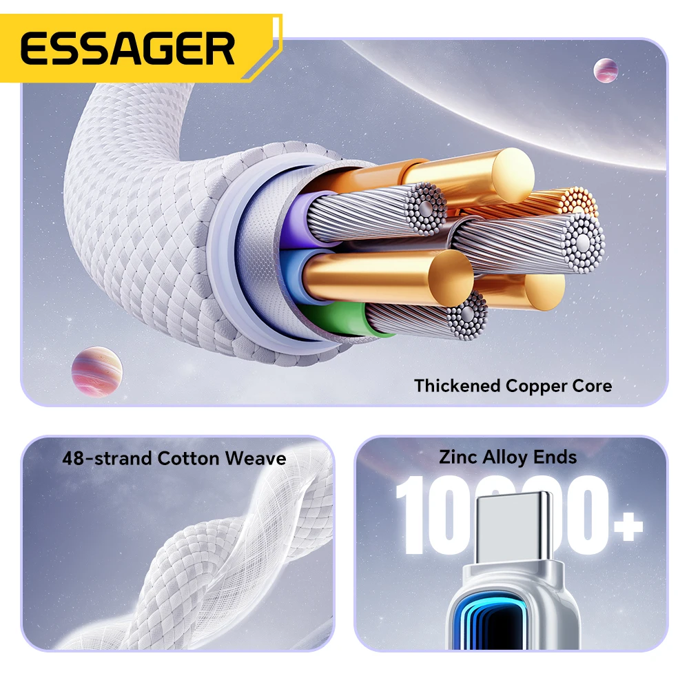 에사저 240W USB C to USB C 케이블 100W PD3.1 고속 충전 (맥북, 노트북, 아이폰 17, 16, 15 Pro Max, 아이패드, 삼성 타입 C 케이블)