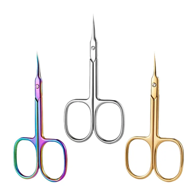 Forbici per cuticole Tagliacuticole extra fine per manicure e pedicure Lama curva Kit per toelettatura con punta precisa per nail art 2