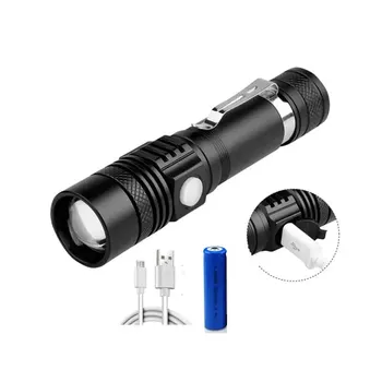 매우 밝은 LED 손전등, USB 충전식 LED 토치, T6 랜턴, 자전거 라이트, 18650 배터리 사용, 야외 사이클링용