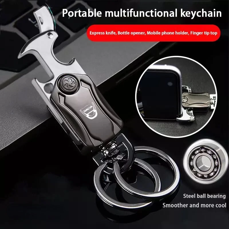 Creative Multifunctional Keychain Men's Waist Hanging Fingertip Gyro Belt Knife Metal Key Chain Ring Small Gift Car Pendant