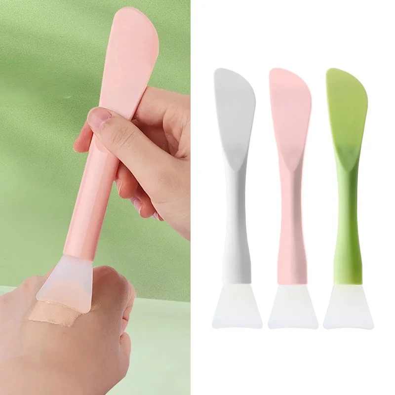 1Pcs Silicone Facial Mask Brush Soft Head with Scraper Integrated Dual-use Mud Film Brush DIY Film Adjusting Beauty Tool Facial Mask Brush