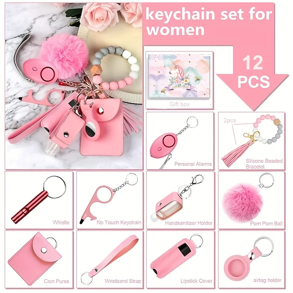 Portachiavi Autodifesa Donna A Forma Di Fragola - Set Accessori Di Sicurezza Per Chiavi, Borsa E Borse