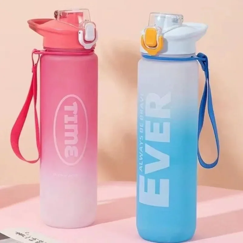 

Large Capacity Plastic Sports Water Bottle Portable Straw Cup Gradient Space Cup Outdoor Fitness Pot 1000ml High-capacity