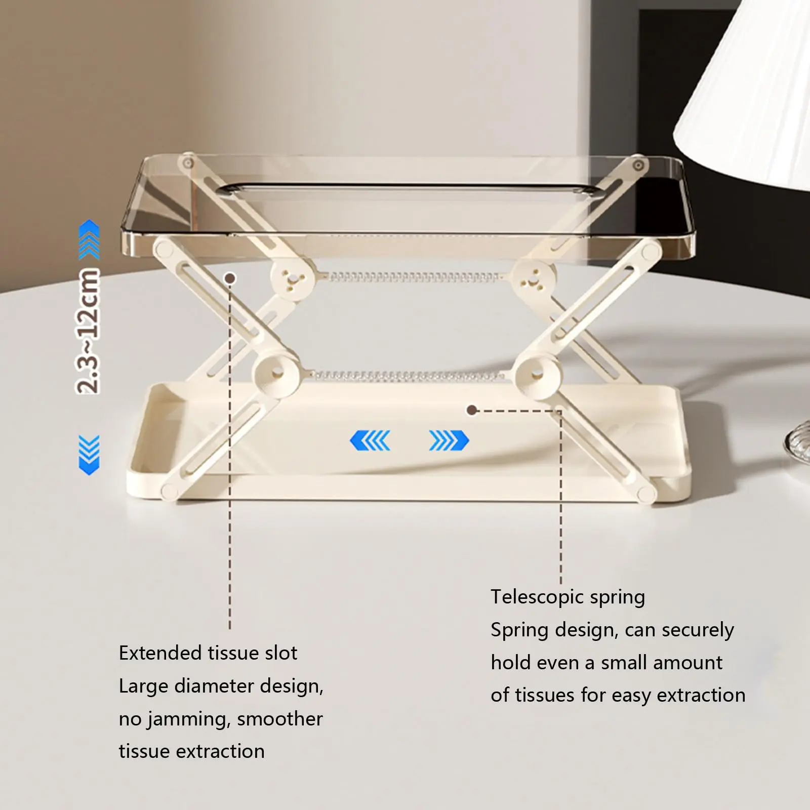 Light Luxury Liftable Paper Storage Box Creative Spring Paper Box Living Room Bedroom Restaurant Household Tissue Box